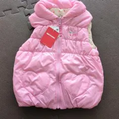 【新品、未使用】ミキハウス ピンク ダウンベスト（リバーシブル）