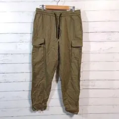 エイチアンドエム　レディース　ボトムス　カーキ　S　ウエストゴム　紐付き　ラフ