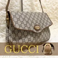 大容量 グッチ プラス GG 総柄 ロゴ レザー 金具 ショルダーバッグ 希少