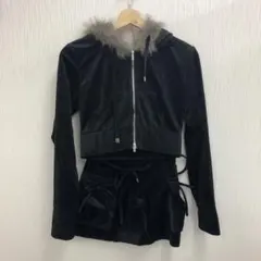 BUBBLES ベルベットファーパーカー上下セット ブラックのサムネイル