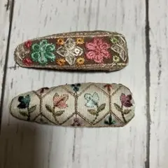 ハンドメイド　インド刺繍リボン　パッチンピン⑦