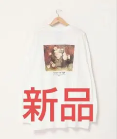 定価8800円シャツオーバーサイズ花柄ロングスリーブTシャツ新品ロンT白ホワイト