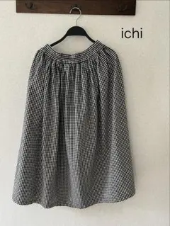 ichiギンガムチェック ロングギャザースカート　コットンのサムネイル