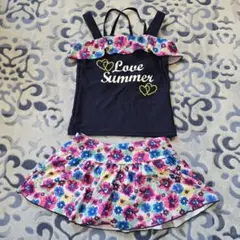 フラワープリント セパレート水着 女の子用 サイズ140