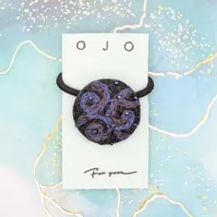 くるみボタン刺繍ヘアゴム　 No.028