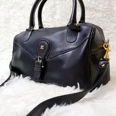 クレージュ ショルダーバッグ ミニボストン 2way レザー ブラック