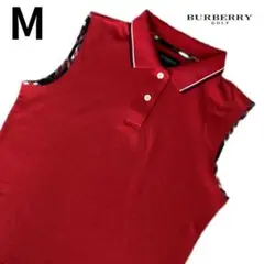 【BURBERRY GOLF】バーバリー レッド ノースリーブ　ポロシャツ M