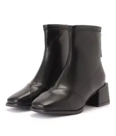 選べる2タイプ チャンキーヒールショートブーツ