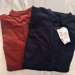 【Labo Spec】赤と紺の長袖シャツ 2点セット