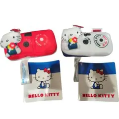 【新品未使用】ハローキティ なつかしモチーフマスコット ぬいぐるみカメラ 赤白