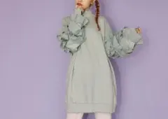 フリル付きミントグリーン長袖ワンピース　Candy Stripper