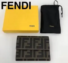 正規品 美品即購入⭕️FENDI FFロゴ 三つ折り財布 ブラウン - メルカリ