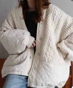 エシカ esica アラン編みニットキルティングブルゾン【新品・未使用