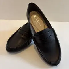 ダイアナ【未使用級】24 シボ革 レザー モカシン フラット ローファー 