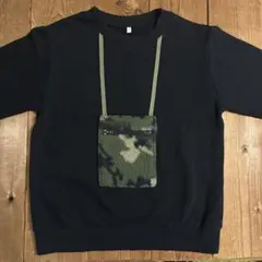 《GU》迷彩ポケット付き 裏起毛黒トレーナー140㎝