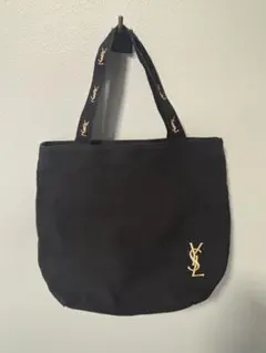【美品】YSL イヴサンローラン トートバッグ ブラック ロゴ刺繍 ノベルティのサムネイル
