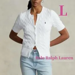 Polo Ralph Lauren ケーブルニット 半袖カーディガン 白 Lのサムネイル