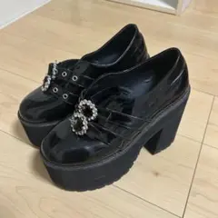 bubble 厚底 ローファー 38 ダブルバックル厚底シューズ