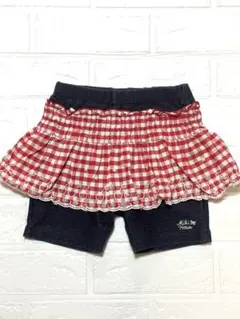 MIKI HOUSEスカート　スカッツ 赤ギンガムチェック さくらんぼ　スパッツのサムネイル