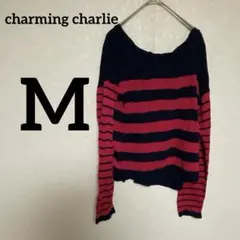 1点物✨海外古着❣長袖 ニット ストライプ ボーダー ネイビー レッド M