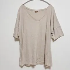 ビビ Ｔシャツ Ｖネック 半袖 無地 3L ゆったり 薄茶 綿混 お出かけ