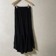 黒 リブ編み ロングスカート　マーメイド