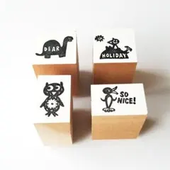 木製スタンプ 4種セット 動物柄