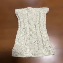 アイボリー ケーブル編み ニットネックウォーマー