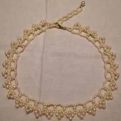 パール ビーズ ネックレス チョーカー ハツコエンドウ