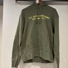 U.S. ALPHA INDUSTRIES フード付きパーカー オリーブグリーン