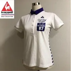 ルコックゴルフ ポロシャツ ウェア シャツ ホワイト パープル Lサイズ