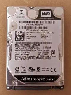 2.5インチ 750GB HDD SATA2 7200RPM 9.5mm 正常
