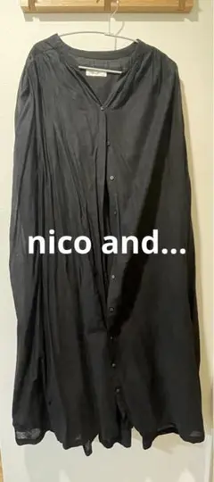【nico and...】黒 シャツワンピース ノースリーブ