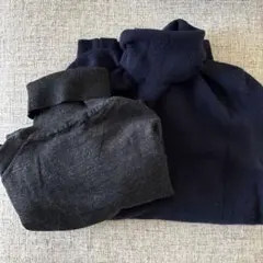カシミヤ100%タートルニットネイビー&ウールタートルニットグレー２枚セット