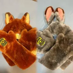 ズートピア　ニック　ジュディ　マフラーファンキャップ　手袋　セット