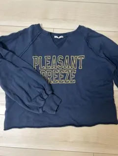 ネイビー プリント クルーネック スウェット