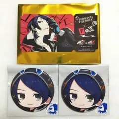 ペルソナ5 喜多川 祐介 フォックス ステッカー 缶バッジ アモカフェ P5R