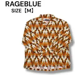 【タグ付き】RAGEBLUE 総柄シャツ M 長袖 オープンカラー オレンジ