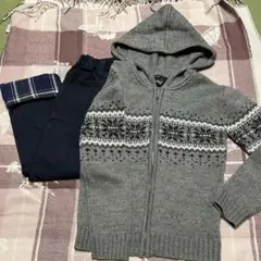 コムサイズム・ニットパーカー，パンツ