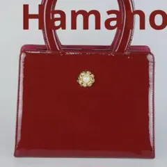 【希少美品】濱野皮革工藝　ハマノ HAMANO バッグ　エナメル　ボルドー