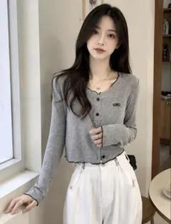 韓国系グレーカーディガン