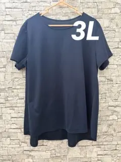透けないカットソーチュニック丈　半袖　ネイビー　 3L