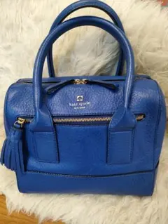 【kate spade】本革レザーハンドバッグ ブルー 保存袋付き