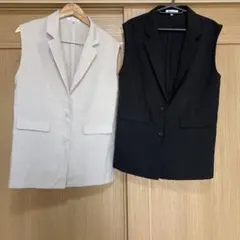 GLOBALWORK ジレ 黒 ベージュ　キッズ160サイズ