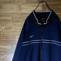 90s NIKE 銀タグ　トラックジャケット　ジャージ　青　黒　ボーダー　XL