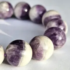 【半々の色合い♡】インド産アメジスト　14ミリ　ブレスレット　天然石　大玉