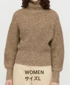 【一回着用美品】UNIQLO U ローゲージタートルネックセーター ベージュ L
