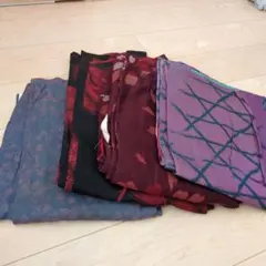 着物生地 4枚セット 花柄 幾何学模様