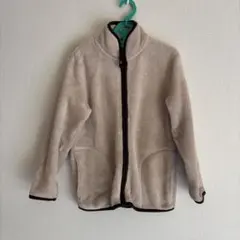 ベージュ フリースジャケット ジップアップ