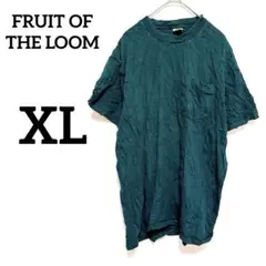 FRUIT OF THE LOOM ダークグリーン 半袖Tシャツ【XL】無地